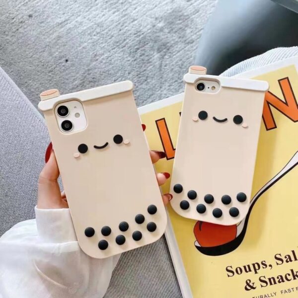Phone Case Shaped as Boba Pearl Milk Tea Cup iPhone Compatible