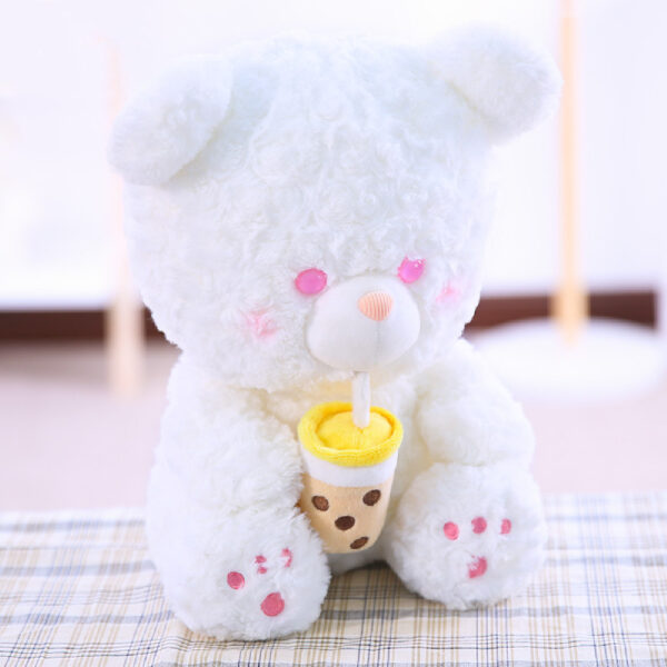 Traditional Small Size Cute Teddy Bear Drinking Boba Pearl Milk Tea Doll