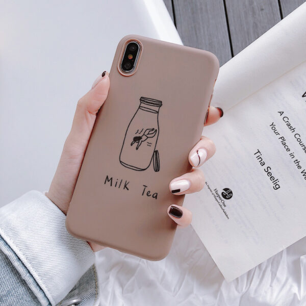 Brown Grey Person Inside Milk Tea Bottle Cup iPhone Compatible Phone Case