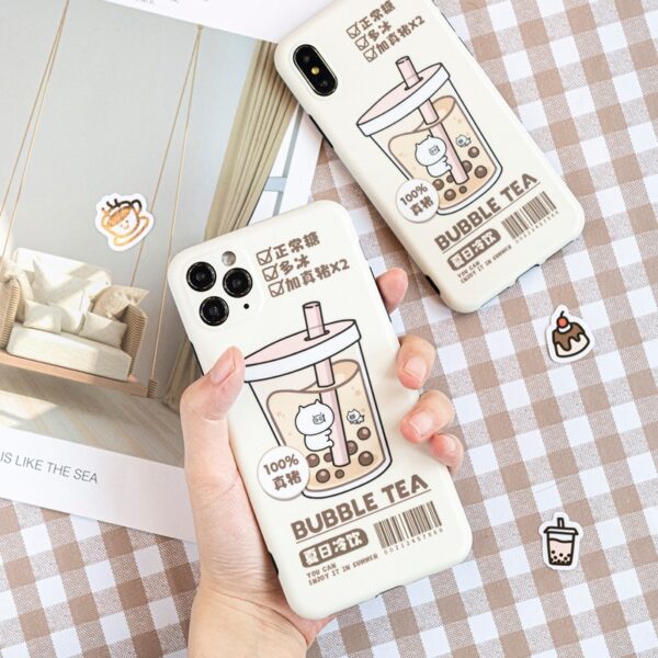 Funny Pig Boba Pearl Milk Tea Cup Phone Case iPhone Compatible
