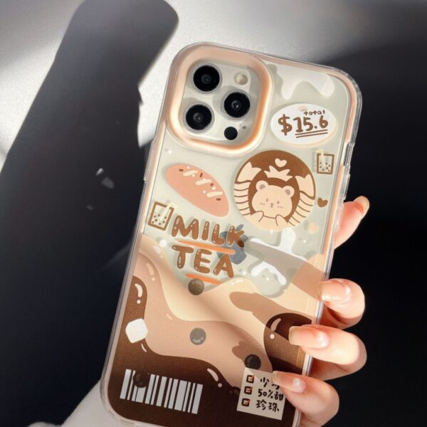 Brown Bear Boba Pearl Milk Tea Drink Cup iPhone Compatible Phone Case