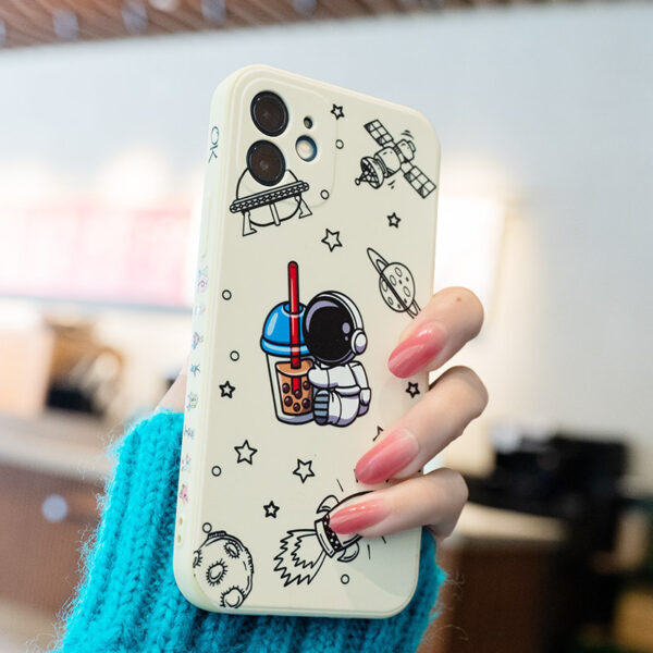 Astronaut in Space Boba Pearl Milk Tea iPhone Compatible Silicone Phone Case
